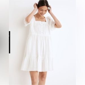 NWT Madewell Puff-Sleeve Drawstring Mini Dress